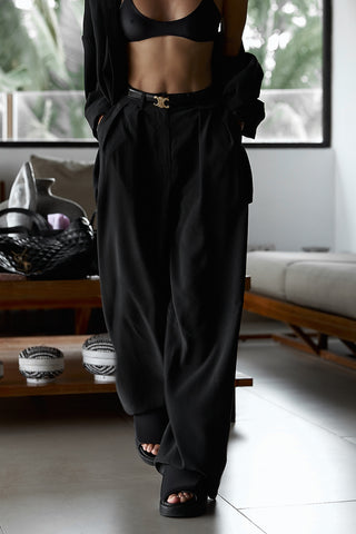 WIDE GRAPHITE BLACK TROUSERS